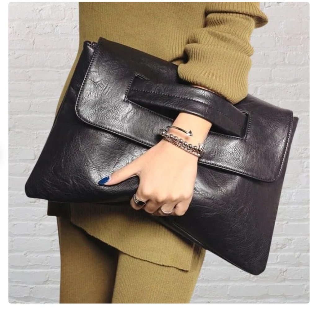 Vegan Leather Envelope Clutch Bag, Women's Shoulder Bag, Leather Clutch Purse